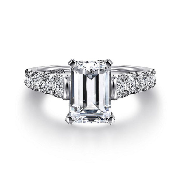 Gabriel & Co. ER12299E6W44JJ 14K White Gold Emerald Cut Diamond Engagement Ring