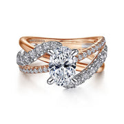 Gabriel & Co. ER12337O6T44JJ 14K White-Rose Gold Oval Diamond Free Form Engagement Ring