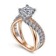 Gabriel & Co. ER12337O6T44JJ 14K White-Rose Gold Oval Diamond Free Form Engagement Ring