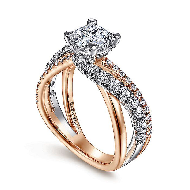 Gabriel & Co. ER12337R4T44JJ 14K White-Rose Gold Round Diamond Engagement Ring