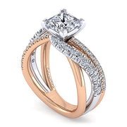 Gabriel & Co. ER12337S6T44JJ 14K White-Rose Gold Princess Cut Free Form Diamond Engagement Ring