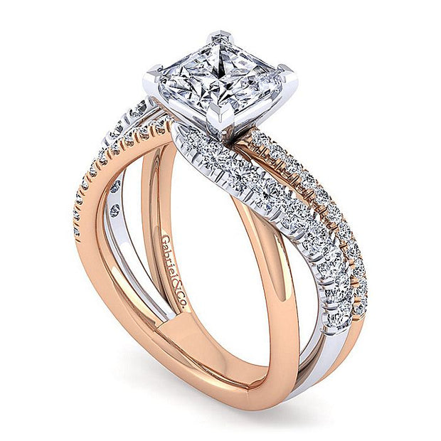 Gabriel & Co. ER12337S6T44JJ 14K White-Rose Gold Princess Cut Free Form Diamond Engagement Ring