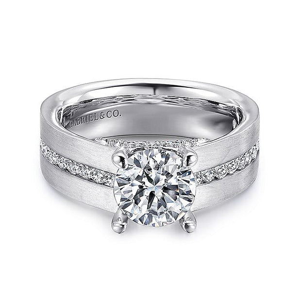 Gabriel & Co. ER12345R6W44JJ 14K White Gold Round Diamond Engagement Ring