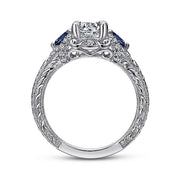 Gabriel & Co. ER12582R4W44SA 14K White Gold Round Sapphire and Diamond Engagement Ring