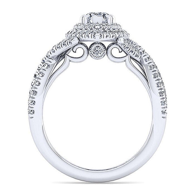Gabriel & Co. ER12638P3W44JJ 14K White Gold Pear Shape Diamond Engagement Ring