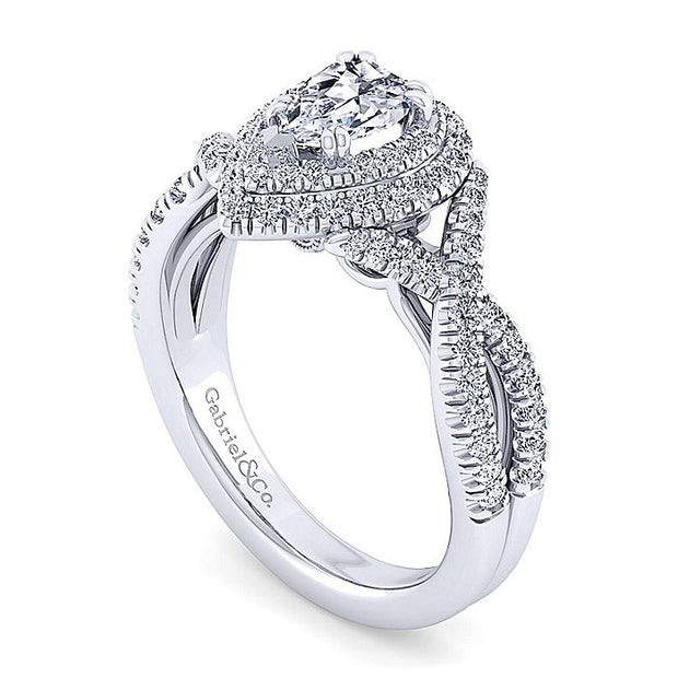 Gabriel & Co. ER12638P3W44JJ 14K White Gold Pear Shape Diamond Engagement Ring