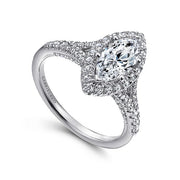 Gabriel & Co. ER12649M4W44JJ 14K White Gold Marquise Halo Diamond Engagement Ring