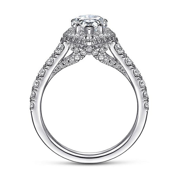 Gabriel & Co. ER12764P4W44JJ 14K White Gold Pear Shape Halo Diamond Engagement Ring