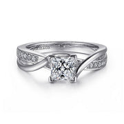 Gabriel & Co. ER13449W44JJ 14K White Gold Princess Cut Twisted Diamond Engagement Ring