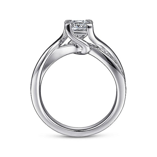 Gabriel & Co. ER13449W44JJ 14K White Gold Princess Cut Twisted Diamond Engagement Ring