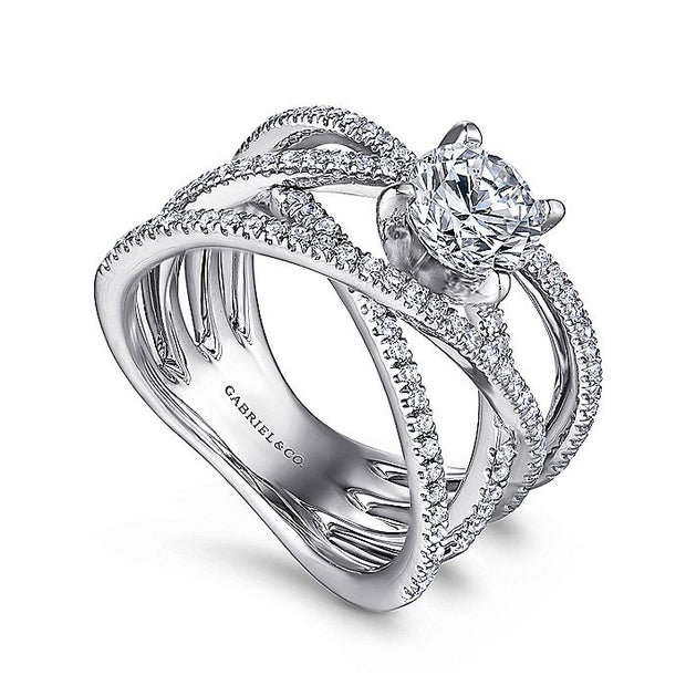 Gabriel & Co. ER13846R4W44JJ 14K White Gold Round Diamond Engagement Ring