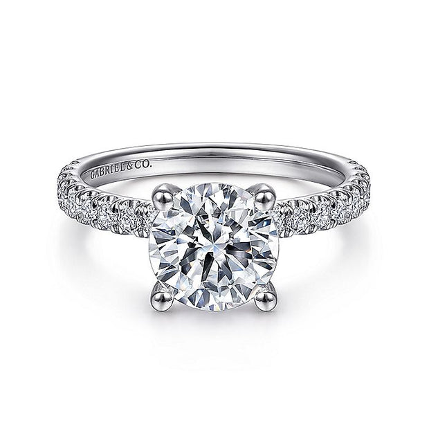 Gabriel & Co. ER13904R8W44JJ 14K White Gold Round Diamond Engagement Ring