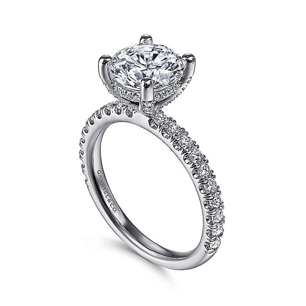 Gabriel & Co. ER13904R8W44JJ 14K White Gold Round Diamond Engagement Ring
