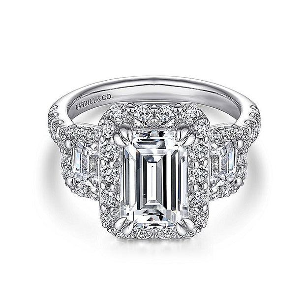 Gabriel & Co. ER14068E6W44JJ 14K White Gold Emerald Cut Diamond Engagement Ring