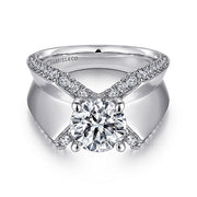 Gabriel & Co. ER14093R6W44JJ 14K White Gold Round Diamond Engagement Ring