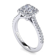 Gabriel & Co. ER14314W44JJ 14K White Gold Cushion Halo Diamond Engagement Ring