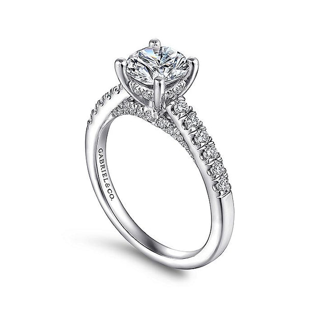 Gabriel & Co. ER14399R4W44JJ 14K White Gold Round Diamond Engagement Ring