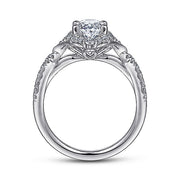 Gabriel & Co. ER14411O4W44JJ Unique 14K White Gold Vintage Inspired Oval Halo Diamond Engagement Ring