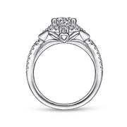 Gabriel & Co. ER14411R4W44JJ Unique 14K White Gold Vintage Inspired Halo Diamond Engagement Ring