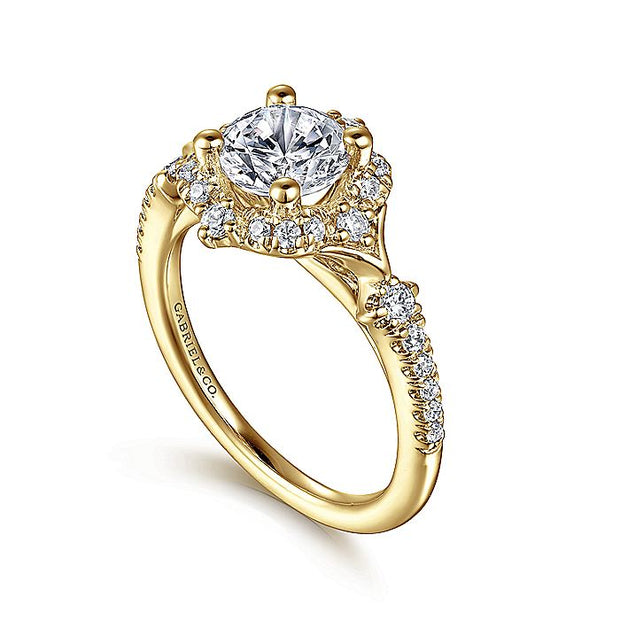 Gabriel & Co. ER14411R4Y44JJ Unique 14K Yellow Gold Vintage Inspired Halo Diamond Engagement Ring