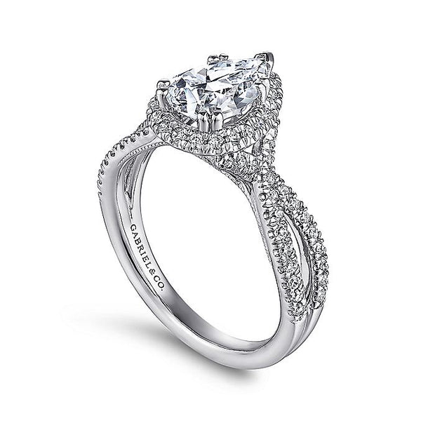 Gabriel & Co. ER14425P4W44JJ 14K White Gold Pear Shape Halo Diamond Engagement Ring