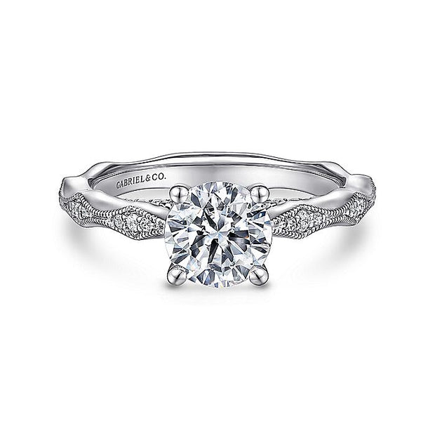 Gabriel & Co. ER14427R4W44JJ 14K White Gold Round Diamond Engagement Ring