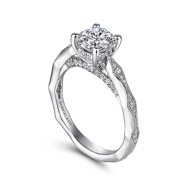 Gabriel & Co. ER14427R4W44JJ 14K White Gold Round Diamond Engagement Ring