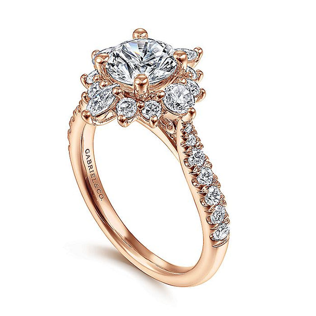 Gabriel & Co. ER14450R4K44JJ Unique 14K Rose Gold Halo Diamond Engagement Ring