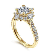 Gabriel & Co. ER14450R4Y44JJ Unique 14K Yellow Gold Halo Diamond Engagement Ring
