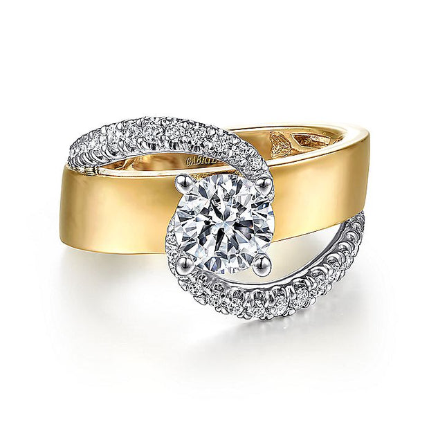 Gabriel & Co. ER14632R4M44JJ 14K White-Yellow Gold Round Bypass Diamond Engagement Ring