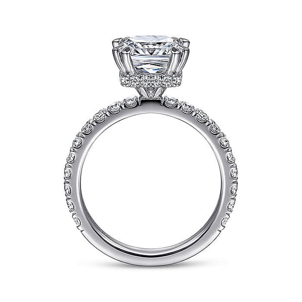 Gabriel & Co. ER14649C8W44JJ 14K White Gold Hidden Halo Cushion Cut Diamond Engagement Ring