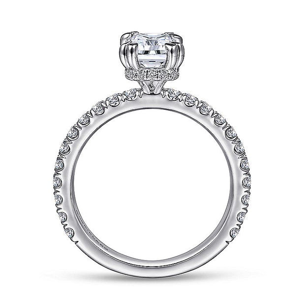 Gabriel & Co. ER14649E4W44JJ 14K White Gold Hidden Halo Emerald Cut Diamond Engagement Ring
