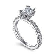 Gabriel & Co. ER14649E4W44JJ 14K White Gold Hidden Halo Emerald Cut Diamond Engagement Ring