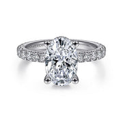 Gabriel & Co. ER14649O8W44JJ 14K White Gold Hidden Halo Oval Diamond Engagement Ring