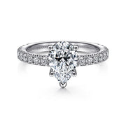 Gabriel & Co. ER14649P4W44JJ 14K White Gold Hidden Halo Pear Shape Diamond Engagement Ring