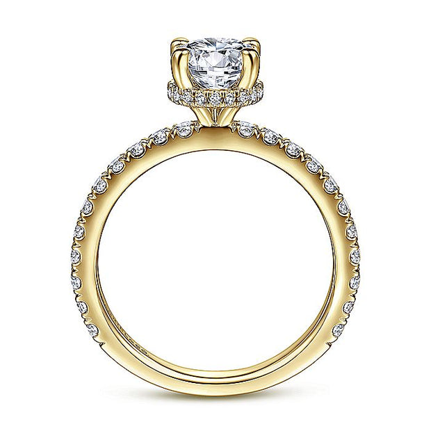 Gabriel & Co. ER14649R4Y44JJ 14K Yellow Gold Hidden Halo Round Diamond Engagement Ring