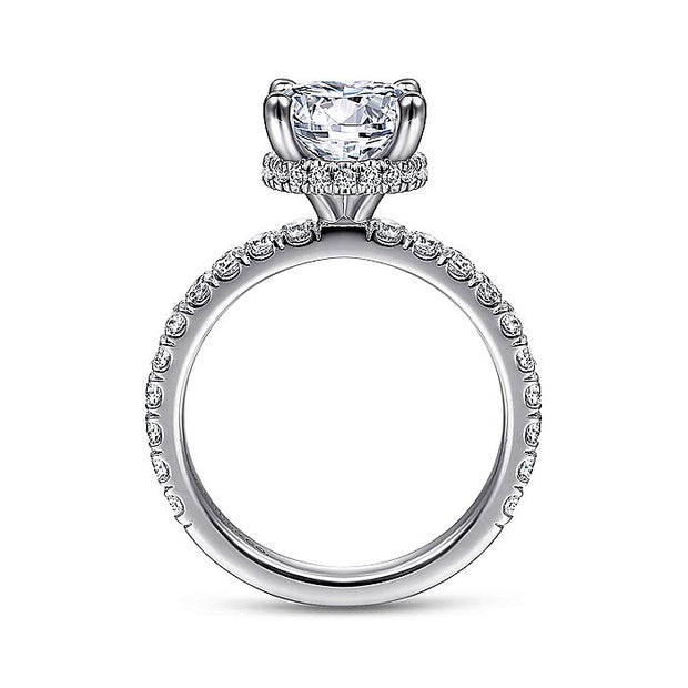 Gabriel & Co. ER14649R8W44JJ 14K White Gold Hidden Halo Round Diamond Engagement Ring