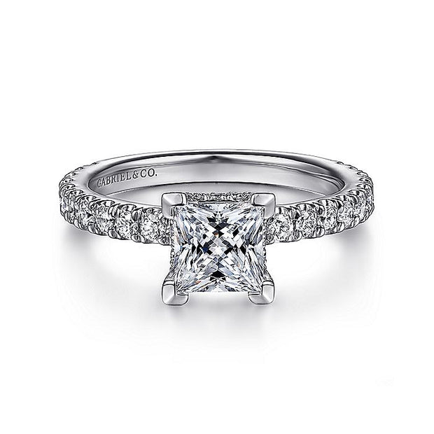 Gabriel & Co. ER14649S4W44JJ 14K White Gold Hidden Halo Princess Cut Diamond Engagement Ring