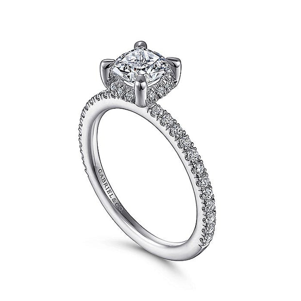 Gabriel & Co. ER14719C4W44JJ 14K White Gold Hidden Halo Cushion Cut Diamond Engagement Ring