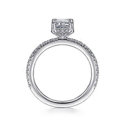 Gabriel & Co. ER14719E4W44JJ 14K White Gold Hidden Halo Emerald Cut Diamond Engagement Ring