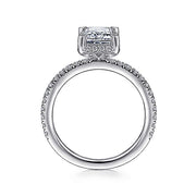Gabriel & Co. ER14719E8W44JJ 14K White Gold Hidden Halo Emerald Cut Diamond Engagement Ring