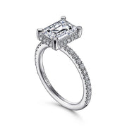 Gabriel & Co. ER14719E8W44JJ 14K White Gold Hidden Halo Emerald Cut Diamond Engagement Ring