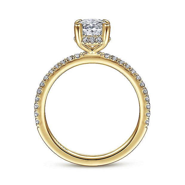 Gabriel & Co. ER14719O4Y44JJ 14K Yellow Gold Hidden Halo Oval Diamond Engagement Ring