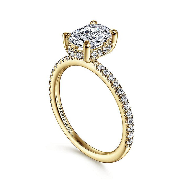 Gabriel & Co. ER14719O4Y44JJ 14K Yellow Gold Hidden Halo Oval Diamond Engagement Ring