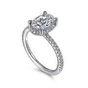 Gabriel & Co. ER14719O6W44JJ 14K White Gold Hidden Halo Oval Diamond Engagement Ring