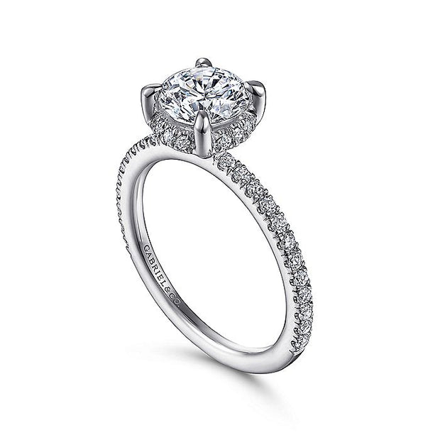 Gabriel & Co. ER14719R4W44JJ 14K White Gold Hidden Halo Round Diamond Engagement Ring