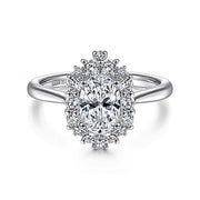 Gabriel & Co. ER14722O4W44JJ 14K White Gold Oval Halo Diamond Engagement Ring