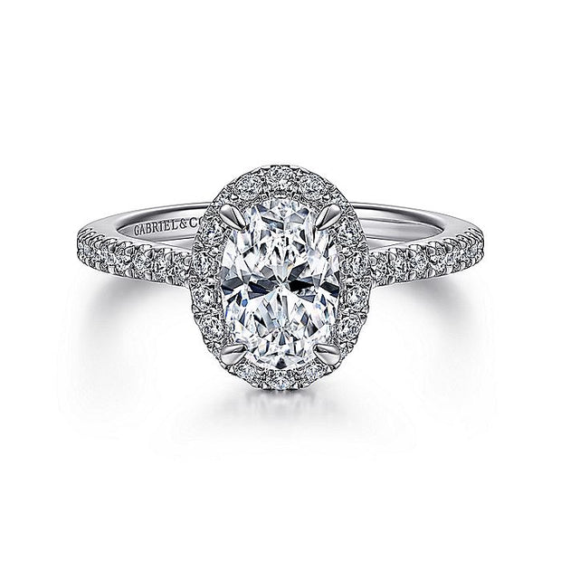 Gabriel & Co. ER14725O4W44JJ 14K White Gold Oval Halo Diamond Engagement Ring