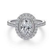 Gabriel & Co. ER14726O4W44JJ 14k White Gold Oval Double Halo Diamond Engagement Ring