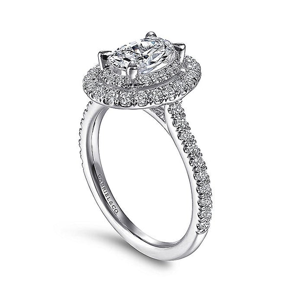 Gabriel & Co. ER14726O4W44JJ 14k White Gold Oval Double Halo Diamond Engagement Ring